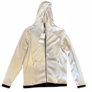 men’s white zip up zara hoodie